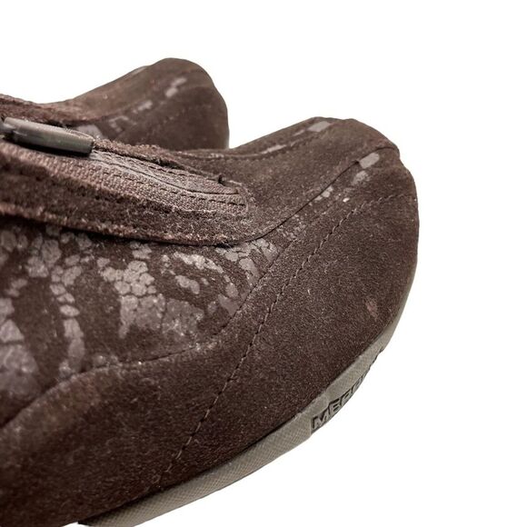 MERRELL AIR CUSHION Espresso Genuine Leather Loafers Casual Sneakers sz 7.5 - Picture 4 of 16